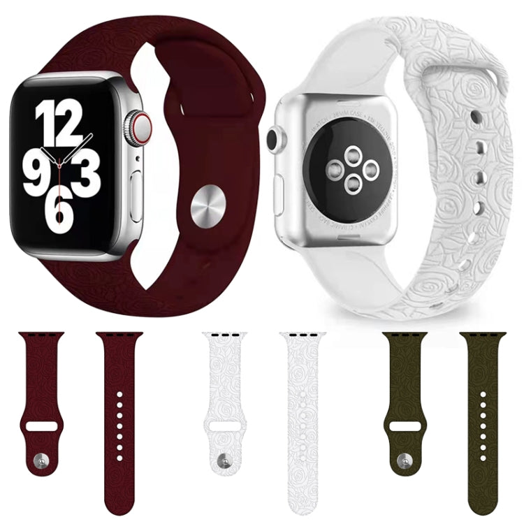 Rose Embossing Silicone Watchband For Apple Watch Series