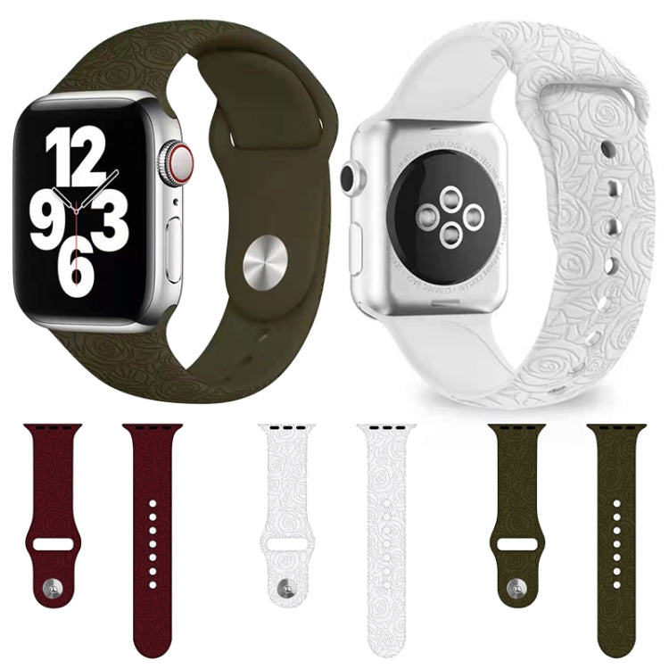 Rose Embossing Silicone Watchband For Apple Watch Series