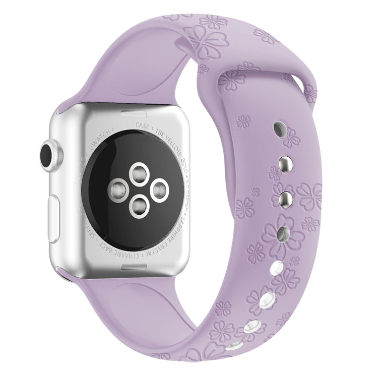 Four-leaf Clover Embossing Silicone Watchband For Apple Watch Series