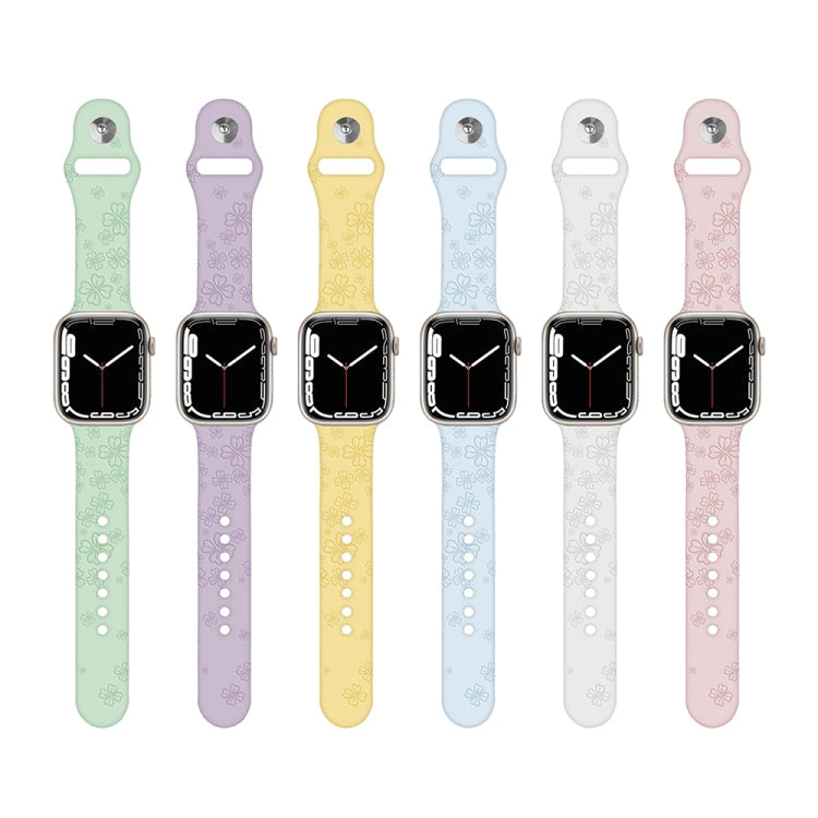 Four-leaf Clover Embossing Silicone Watchband For Apple Watch Series