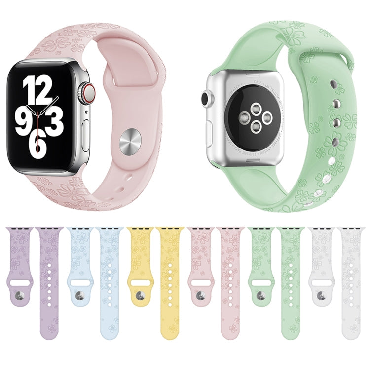 Four-leaf Clover Embossing Silicone Watchband For Apple Watch Series