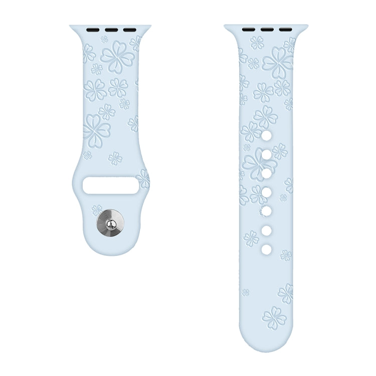 Four-leaf Clover Embossing Silicone Watchband For Apple Watch Series