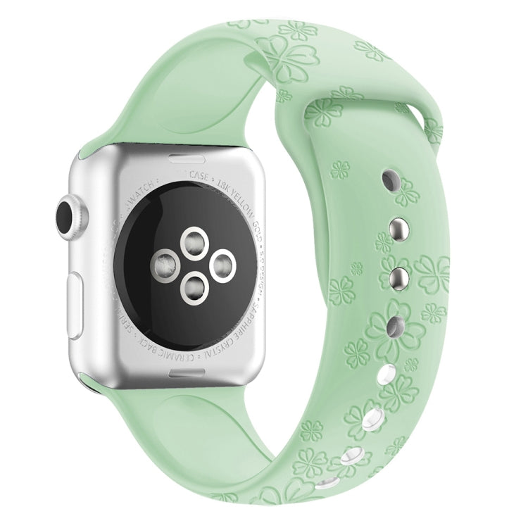 Four-leaf Clover Embossing Silicone Watchband For Apple Watch Series