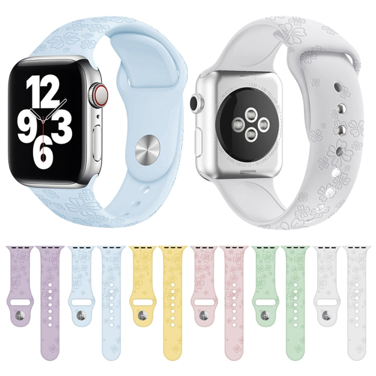 Four-leaf Clover Embossing Silicone Watchband For Apple Watch Series