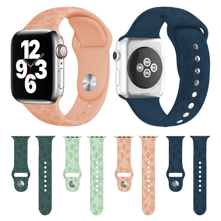 Cactus Embossing Silicone Watchband For Apple Watch Series