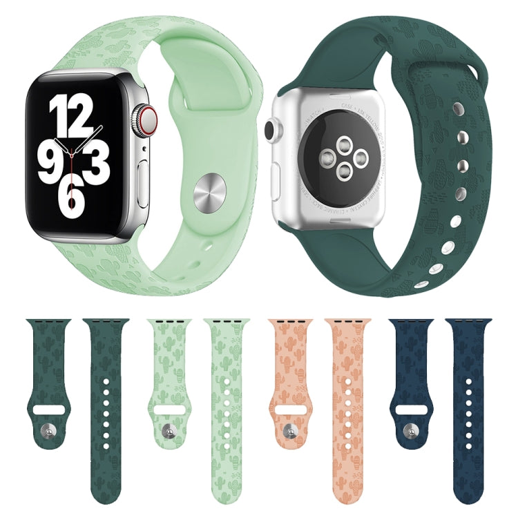 Cactus Embossing Silicone Watchband For Apple Watch Series