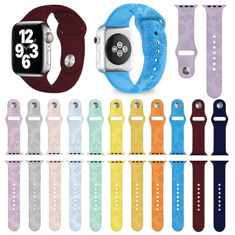 Sunflower Embossing Silicone Watchband For Apple Watch Series