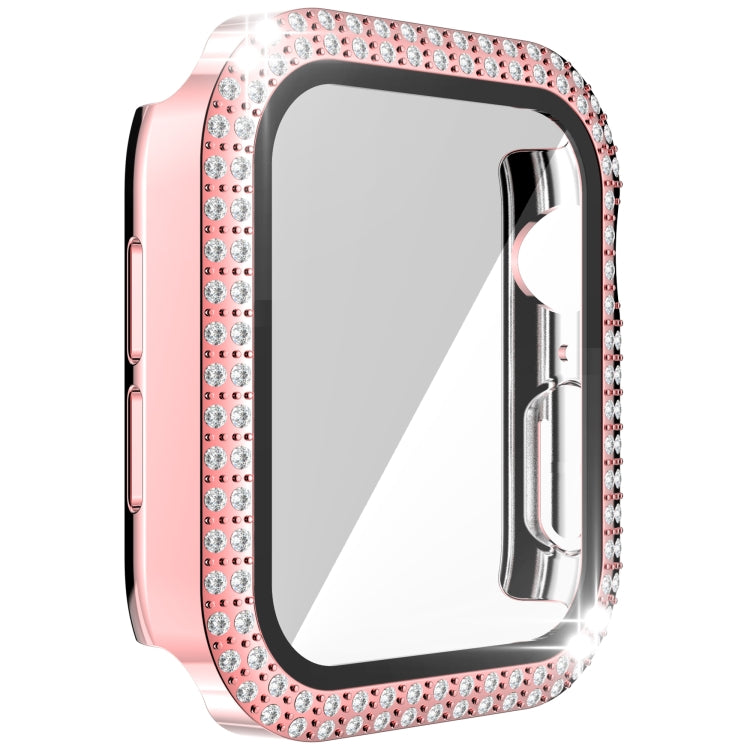 Double-Row Diamond PC+Tempered Glass Watch Case For Apple Watch Series