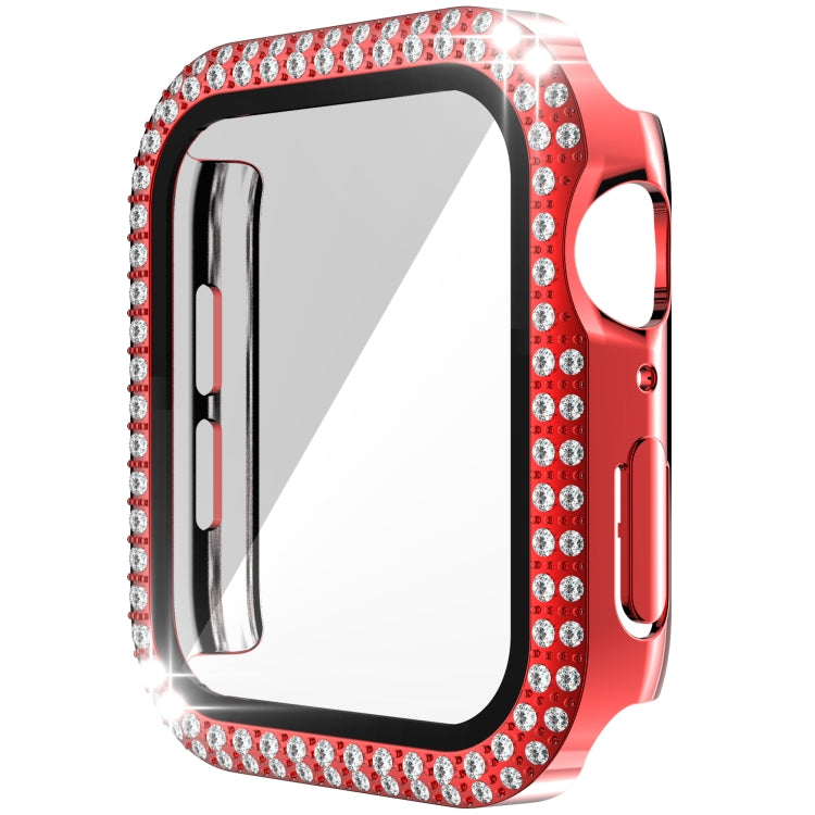 Double-Row Diamond PC+Tempered Glass Watch Case For Apple Watch Series