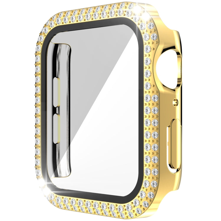 Double-Row Diamond PC+Tempered Glass Watch Case For Apple Watch Series