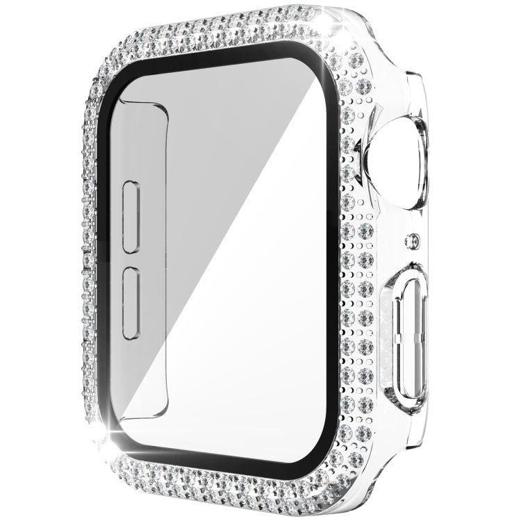 Double-Row Diamond PC+Tempered Glass Watch Case For Apple Watch Series