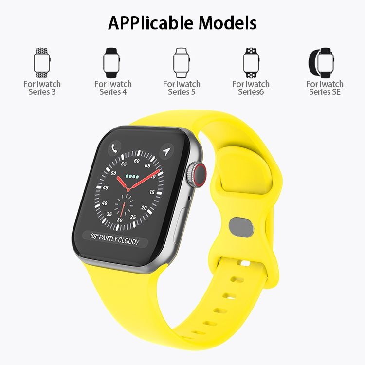 Butterfly Buckle Silicone Watchband, Size: S For Apple Watch Series, Series 2