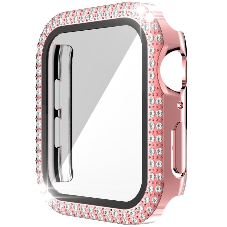 Double-Row Diamond PC+Tempered Glass Watch Case For Apple Watch Series