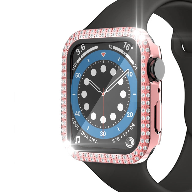 Double-Row Diamond PC+Tempered Glass Watch Case For Apple Watch Series