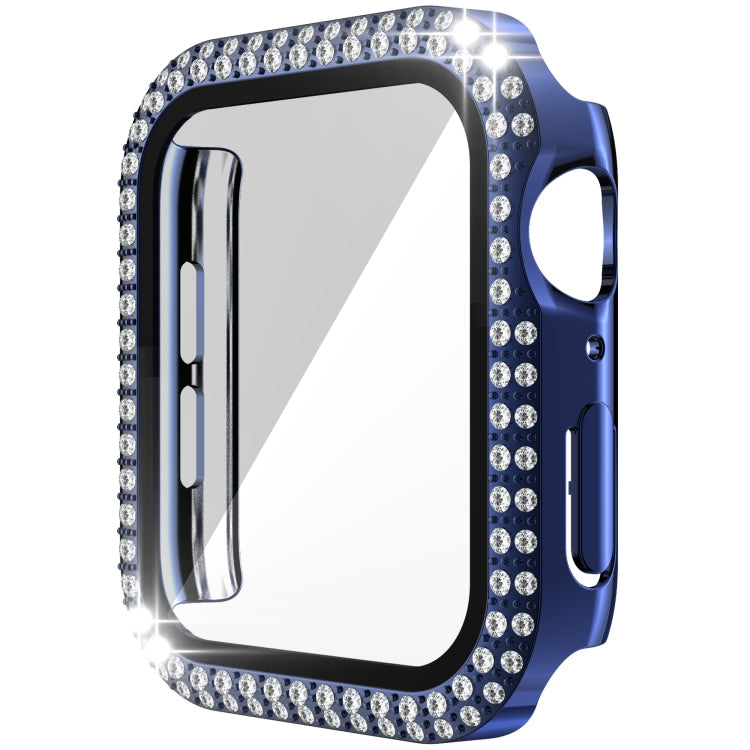 Double-Row Diamond PC+Tempered Glass Watch Case For Apple Watch Series