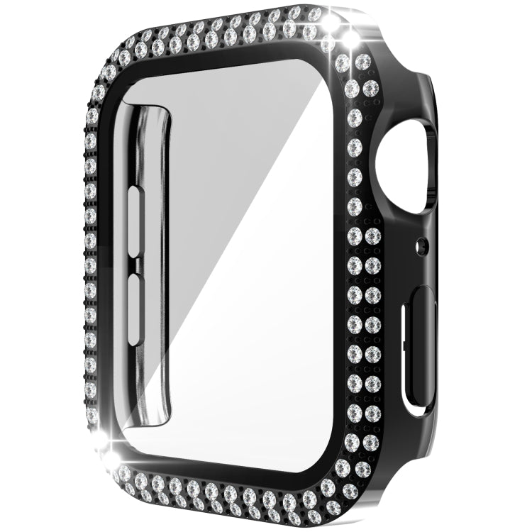 Double-Row Diamond PC+Tempered Glass Watch Case For Apple Watch Series