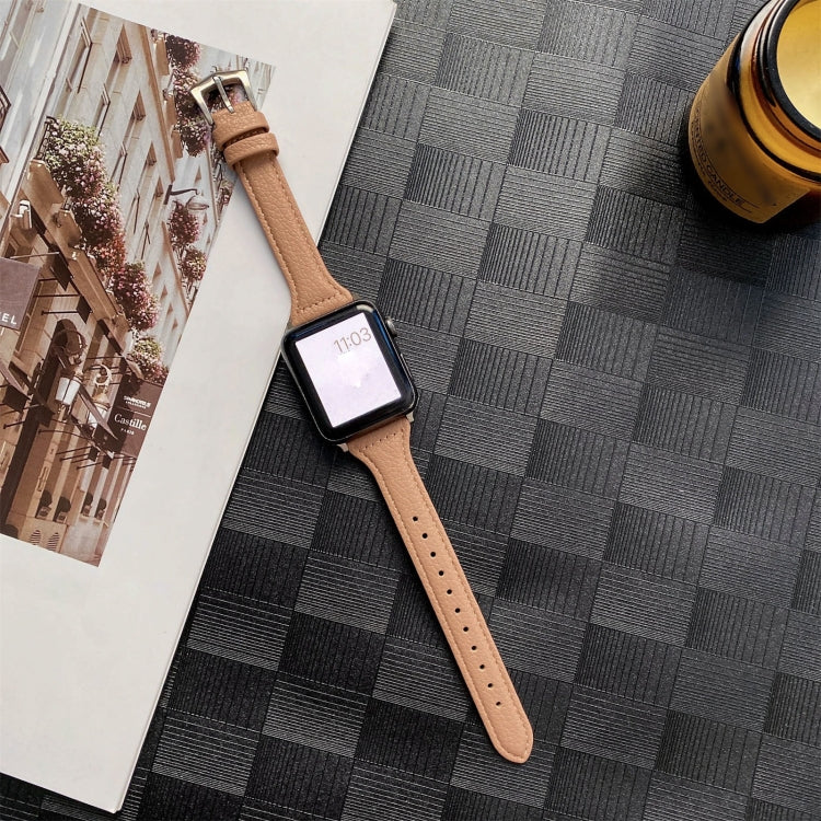 Small Waist Lychee Texture Watchband For Apple Watch Series