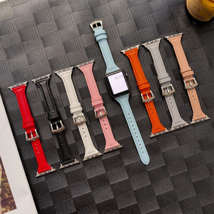 Small Waist Lychee Texture Watchband For Apple Watch Series