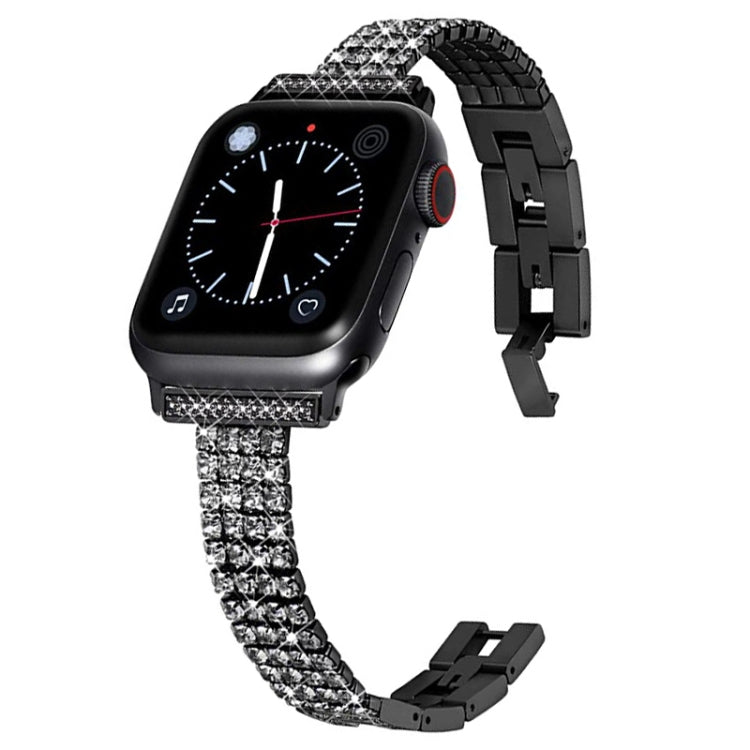 Four-row Diamond-set Metal Watchband For Apple Watch Series