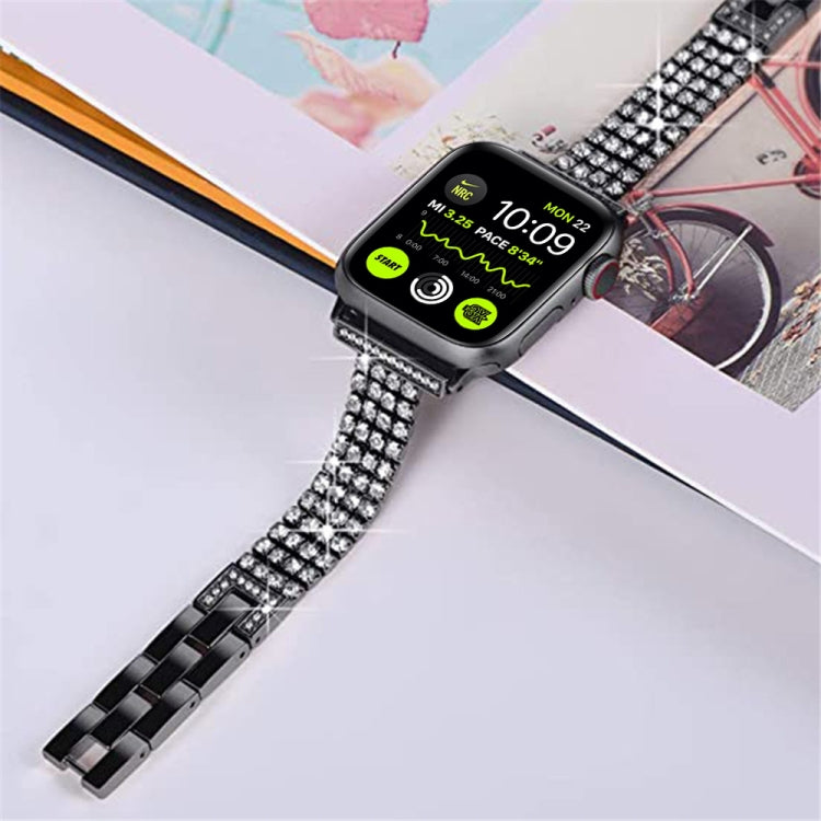 Four-row Diamond-set Metal Watchband For Apple Watch Series