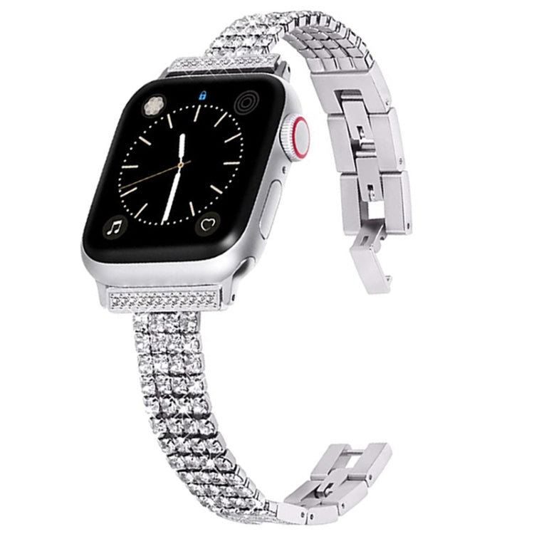 Four-row Diamond-set Metal Watchband For Apple Watch Series