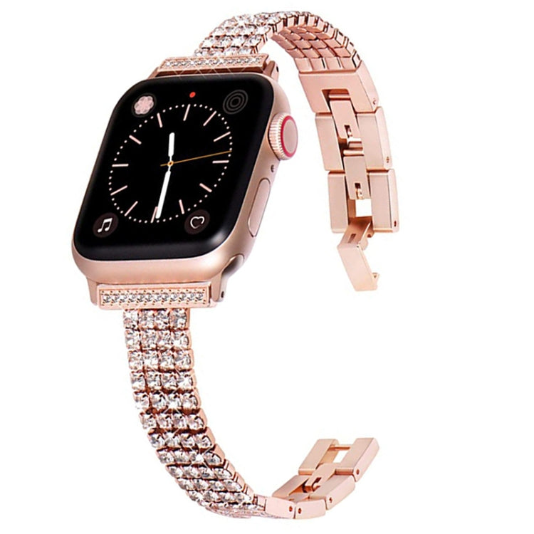 Four-row Diamond-set Metal Watchband For Apple Watch Series