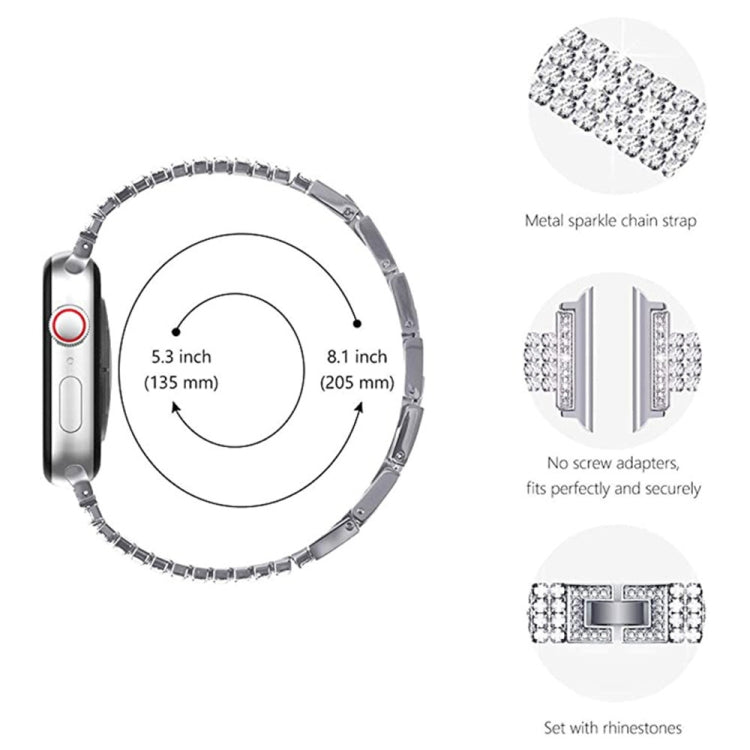 Four-row Diamond-set Metal Watchband For Apple Watch Series