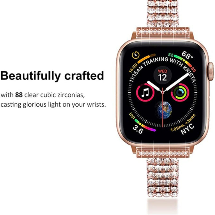 Four-row Diamond-set Metal Watchband For Apple Watch Series