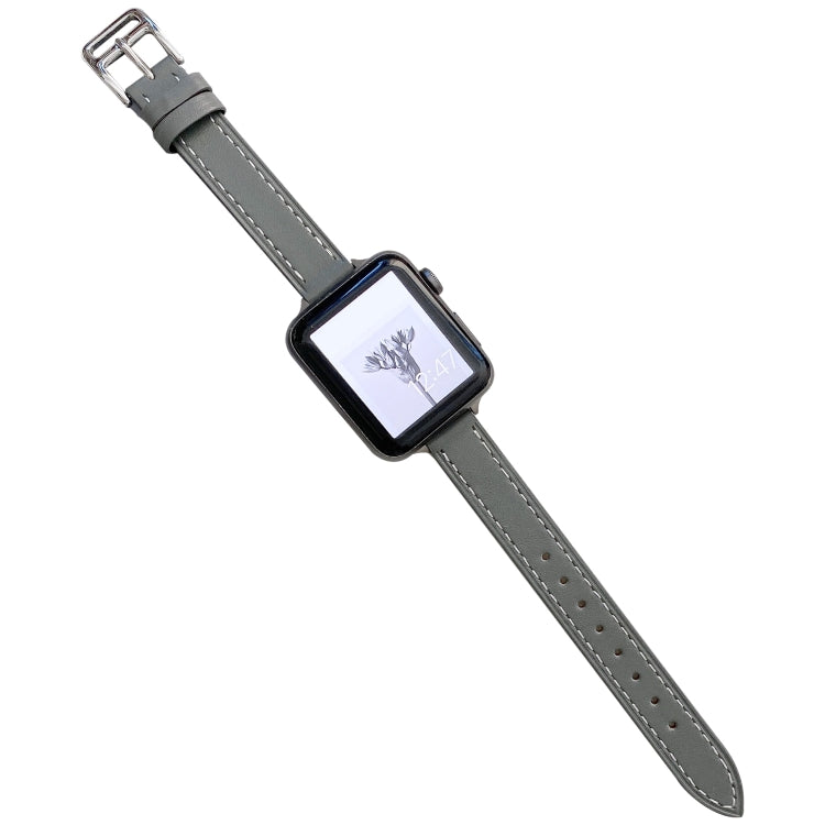 Plain Leather Watchband For Apple Watch Series