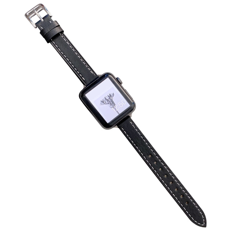 Plain Leather Watchband For Apple Watch Series