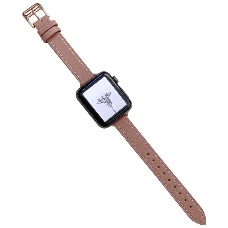 Plain Leather Watchband For Apple Watch Series