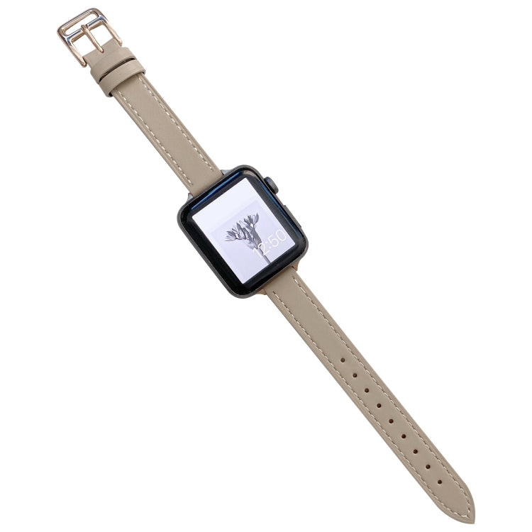 Plain Leather Watchband For Apple Watch Series