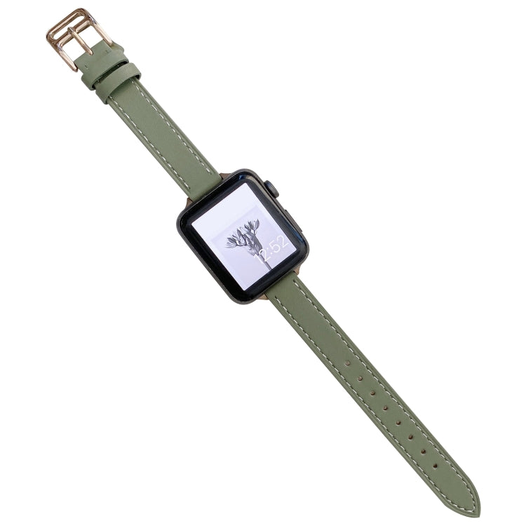 Plain Leather Watchband For Apple Watch Series