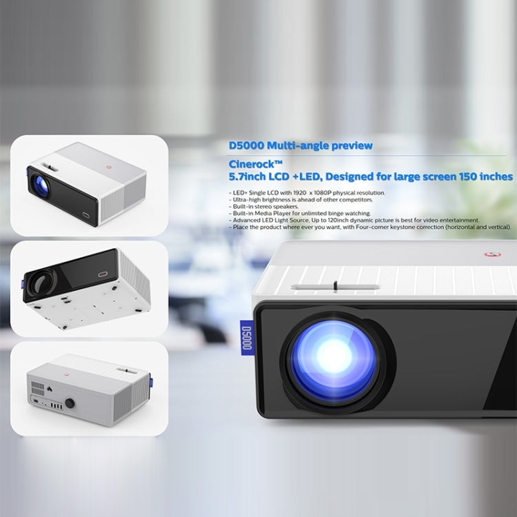 VIVIBRIGHT D5000 1920x1080P 420ANSI 6000Lumens LCD + LED HD Digital Projector, Basic Version