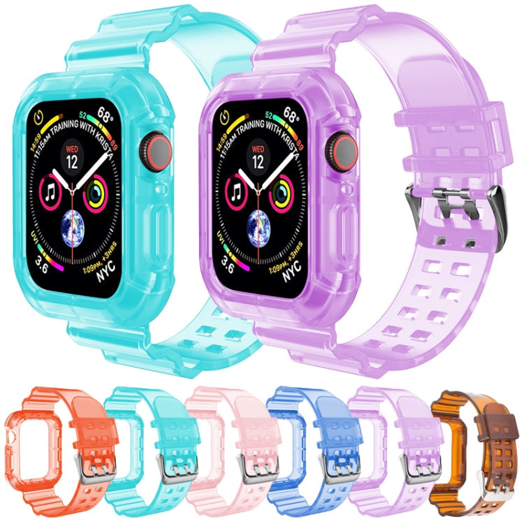 Transparent Watch Band For Apple Watch Series 8&7 45mm / SE 2&6&SE&5&4 44mm / 3&2&1 42mm(Transparent Brown)