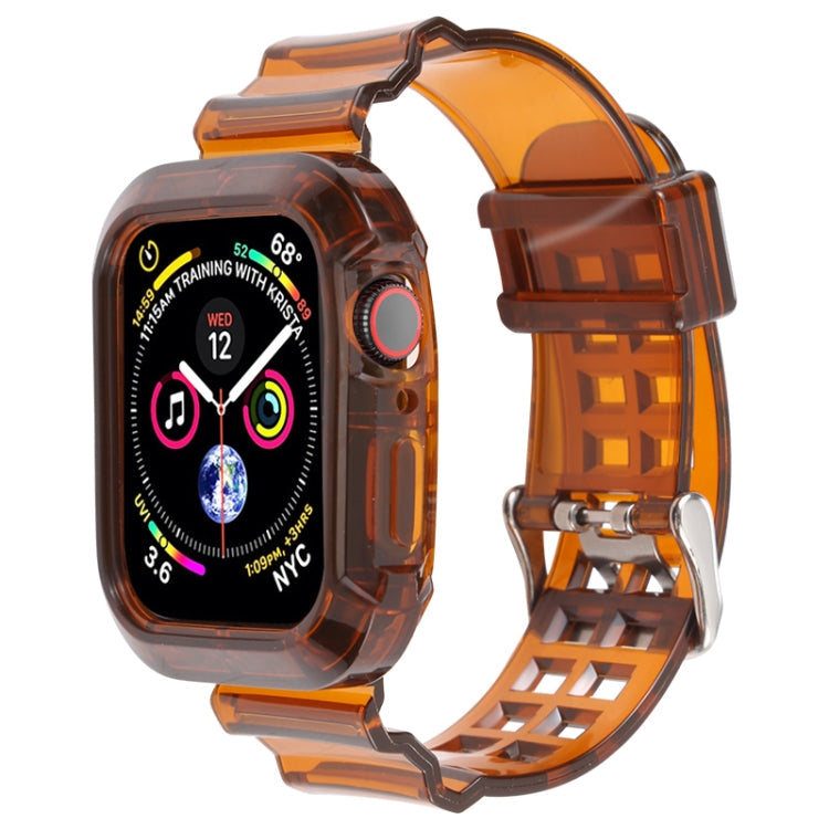 Transparent Watch Band For Apple Watch Series 8&7 45mm / SE 2&6&SE&5&4 44mm / 3&2&1 42mm(Transparent Brown)