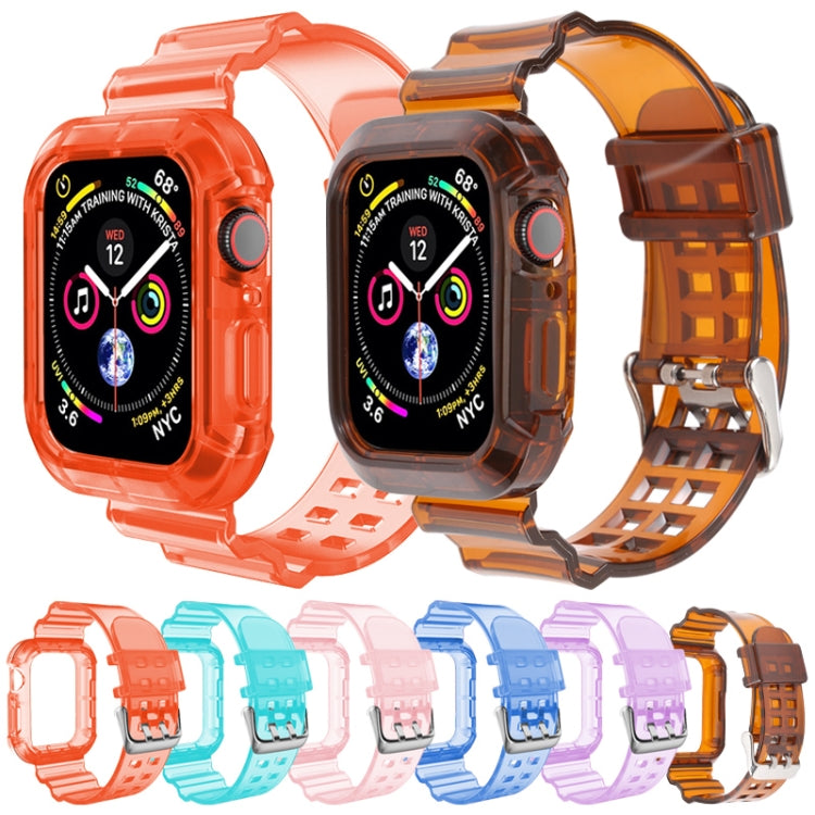 Transparent Watch Band For Apple Watch Series 8&7 45mm / SE 2&6&SE&5&4 44mm / 3&2&1 42mm(Transparent Brown)