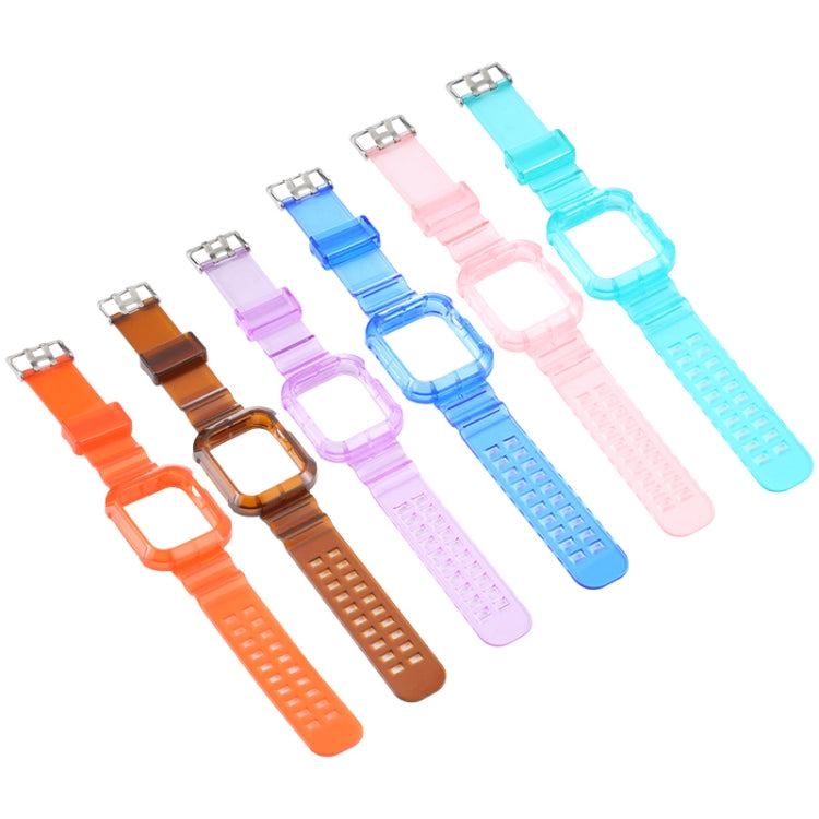 Transparent Watch Band For Apple Watch Series 8&7 45mm / SE 2&6&SE&5&4 44mm / 3&2&1 42mm(Transparent Brown)