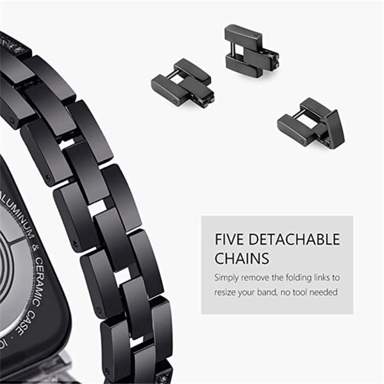 Universal Four-Row Diamond Metal Watch Band