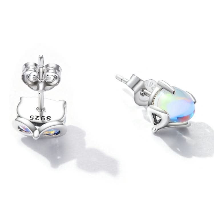 S925 Sterling Silver Moonstone Fox Ear Stud Women Earrings Reluova