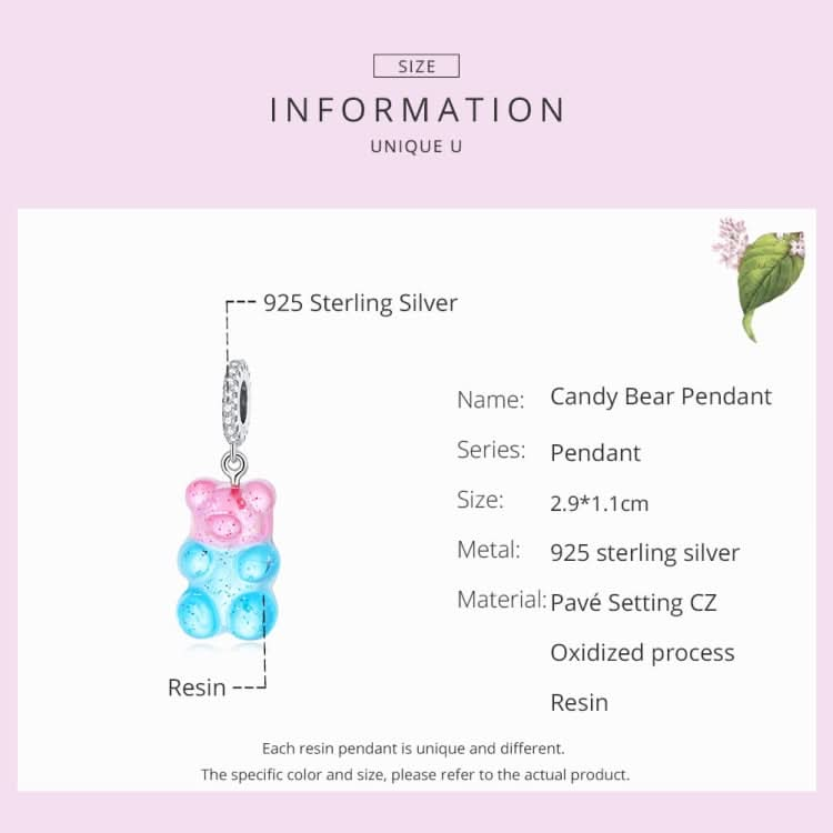 S925 Sterling Silver Candy Bear Pendant DIY Bracelet Necklace Accessories Reluova