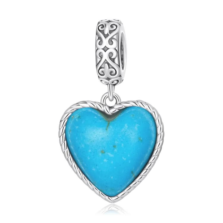 S925 Sterling Silver Heart Turquoise Pendant DIY Bracelet Necklace Accessories Reluova