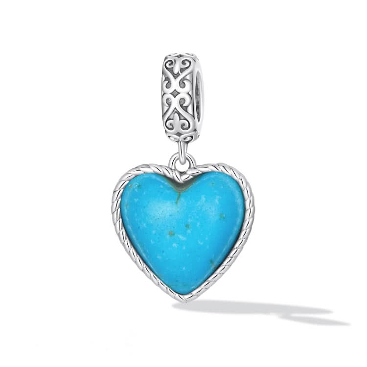 S925 Sterling Silver Heart Turquoise Pendant DIY Bracelet Necklace Accessories Reluova