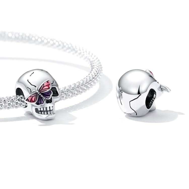 S925 Sterling Silver Retro Skull Beads DIY Bracelet Necklace Accessories