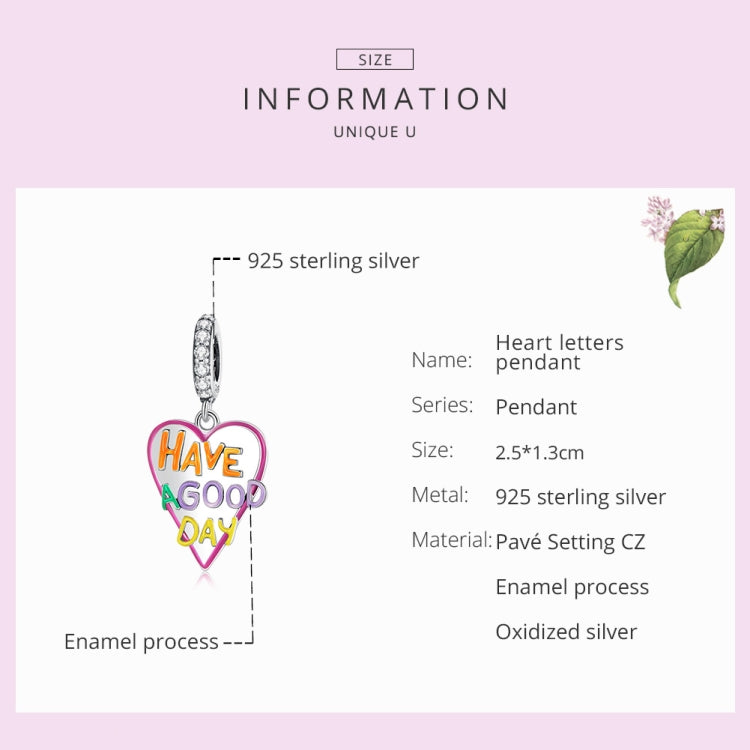 S925 Sterling Silver Heart Letter Pendant DIY Bracelet Necklace Accessories