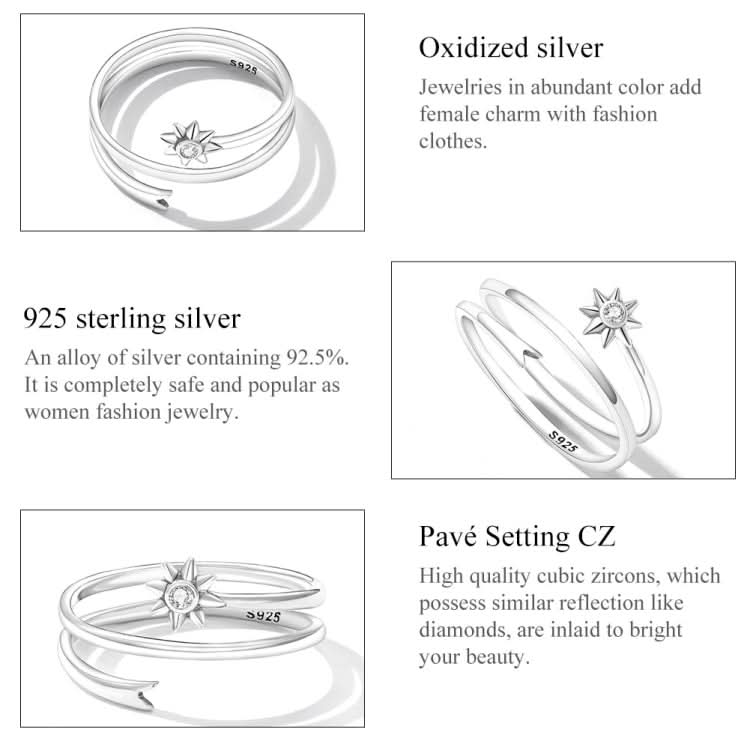 S925 Sterling Silver Wishing Meteor Women Open Ring Reluova