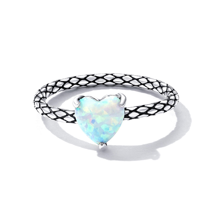 S925 Sterling Silver Heart Opal Snake Pattern Women Ring My Store