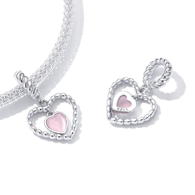 S925 Sterling Silver Exquisite Heart Pendant DIY Bracelet Necklace Accessories