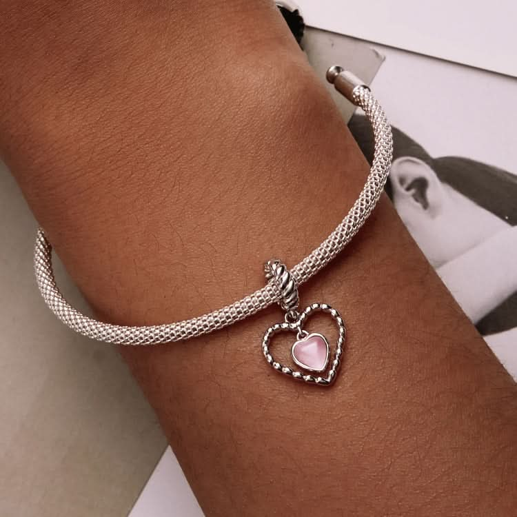 S925 Sterling Silver Exquisite Heart Pendant DIY Bracelet Necklace Accessories