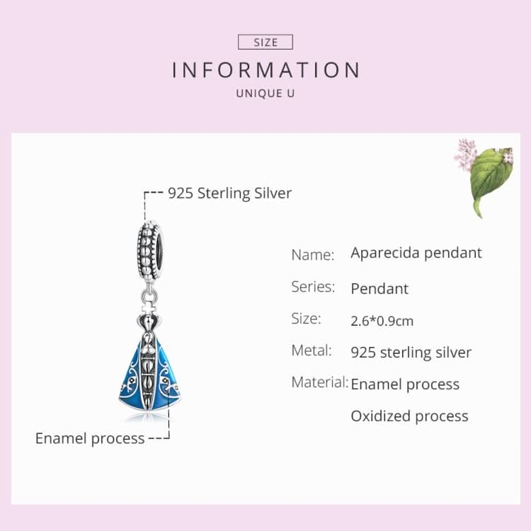 S925 Sterling Silver Virgin Of Aparecida Pendant DIY Bracelet Necklace Accessories